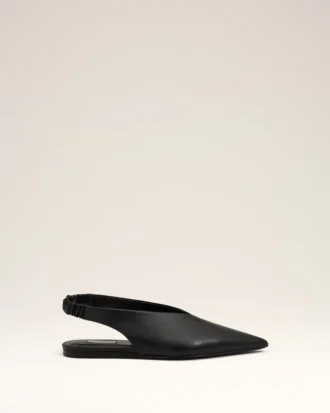 Black Lamb Leather Pointed Toe Slingbacks