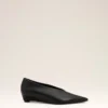 Black Lamb Leather Pointed Toe Wedge Pump Black Lamb Leather Pointed Toe Wedge Pump