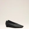Black Lamb Leather Pointed Toe Wedge Pump Black Lamb Leather Pointed Toe Wedge Pump