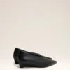Black Lamb Leather Pointed Toe Wedge Pump Black Lamb Leather Pointed Toe Wedge Pump