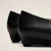 Black Lamb Leather Pointed Toe Wedge Pump Black Lamb Leather Pointed Toe Wedge Pump
