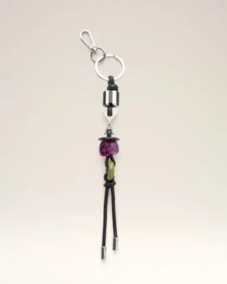 black leather and metal ami de coeur pearls keyring 1 330x413 - Black Leather and Metal Ami De Coeur Pearls Keyring