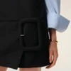 Black New Wool Belted Mini Dress Black New Wool Belted Mini Dress