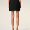 Black New Wool Big Buckle Belted Mini Skirt
