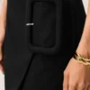Black New Wool Big Buckle Belted Mini Skirt