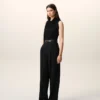 Black New Wool High Waist Wide Trousers Black New Wool High Waist Wide Trousers
