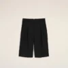 Black New Wool Low Waist Wide Bermuda Shorts Black New Wool Low Waist Wide Bermuda Shorts