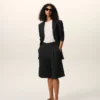 Black New Wool Low Waist Wide Bermuda Shorts Black New Wool Low Waist Wide Bermuda Shorts