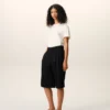 Black New Wool Low Waist Wide Bermuda Shorts Black New Wool Low Waist Wide Bermuda Shorts