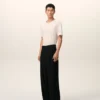 Black New Wool Low Waist Wide Trousers Black New Wool Low Waist Wide Trousers