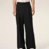 Black New Wool Low Waist Wide Trousers Black New Wool Low Waist Wide Trousers