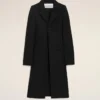 Black New Wool Simple Breasted Fitted Coat