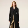 Black New Wool Simple Breasted Fitted Coat