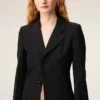Black New Wool Simple Breasted Fitted Coat