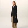 Black New Wool Simple Breasted Fitted Coat