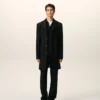 Black New Wool Straight Simple Breasted Coat Black New Wool Straight Simple Breasted Coat