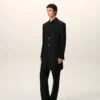 Black New Wool Straight Simple Breasted Coat Black New Wool Straight Simple Breasted Coat