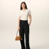 Black New Wool Wrapped Belted Trousers