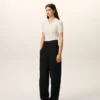 Black New Wool Wrapped Belted Trousers