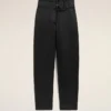 Black Satin Buckled Belt Trousers