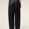 Black Satin Buckled Belt Trousers