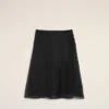 Black Silk Midi Sheer Underskirt Trapeze Skirt