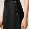 Black Silk Midi Sheer Underskirt Trapeze Skirt