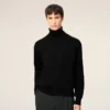 Black Wool Ami De Coeur Turtle Neck Sweater