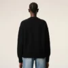 Black Wool Cardigan with Contrasted Ami De Coeur