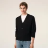 Black Wool Cardigan with Contrasted Ami De Coeur