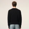 Black Wool Cardigan with Contrasted Ami De Coeur