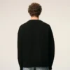 Black Wool Cardigan with Contrasted Ami De Coeur