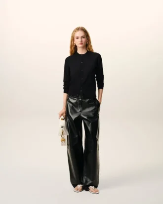 Black Wool Crewneck Ami De Coeur Cardigan