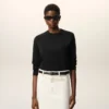 Black Wool Crewneck Sweater with Contrasted Ami De Coeur