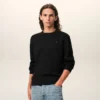 Black Wool Crewneck Sweater with Contrasted Ami De Coeur Black Wool Crewneck Sweater with Contrasted Ami De Coeur