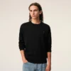 Black Wool Crewneck Sweater with Contrasted Ami De Coeur Black Wool Crewneck Sweater with Contrasted Ami De Coeur
