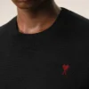Black Wool Crewneck Sweater with Contrasted Ami De Coeur