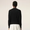 Black Wool Crewneck Sweater with Contrasted Ami De Coeur