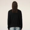 Black Wool Crewneck Sweater with Contrasted Ami De Coeur Black Wool Crewneck Sweater with Contrasted Ami De Coeur