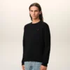 Black Wool Crewneck Sweater with Contrasted Ami De Coeur Black Wool Crewneck Sweater with Contrasted Ami De Coeur