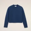Blue Cotton Ami De Coeur Cropped Sweatshirt