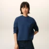 Blue Cotton Ami De Coeur Cropped Sweatshirt