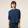 Blue Cotton Ami De Coeur Cropped Sweatshirt