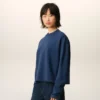 Blue Cotton Ami De Coeur Cropped Sweatshirt
