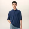 Blue Cotton Ami De Coeur Knitted Patch Polo