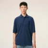 Blue Cotton Ami De Coeur Knitted Patch Polo