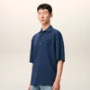 Blue Cotton Ami De Coeur Knitted Patch Polo
