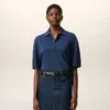 Blue Cotton Ami De Coeur Knitted Patch Polo