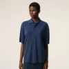 Blue Cotton Ami De Coeur Knitted Patch Polo