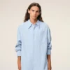 Blue Cotton Ami De Coeur Wide Shirt Dress